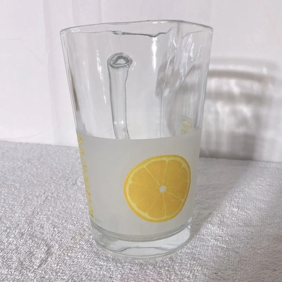 Vintage Cerve Italian Frosted Glass Lemon Lemonade Pitcher - Picture 2 of 11